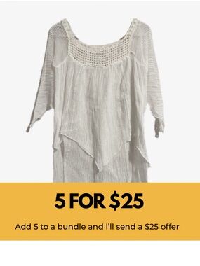 White Crochet Trim Women's Tunic Top /Coverup.